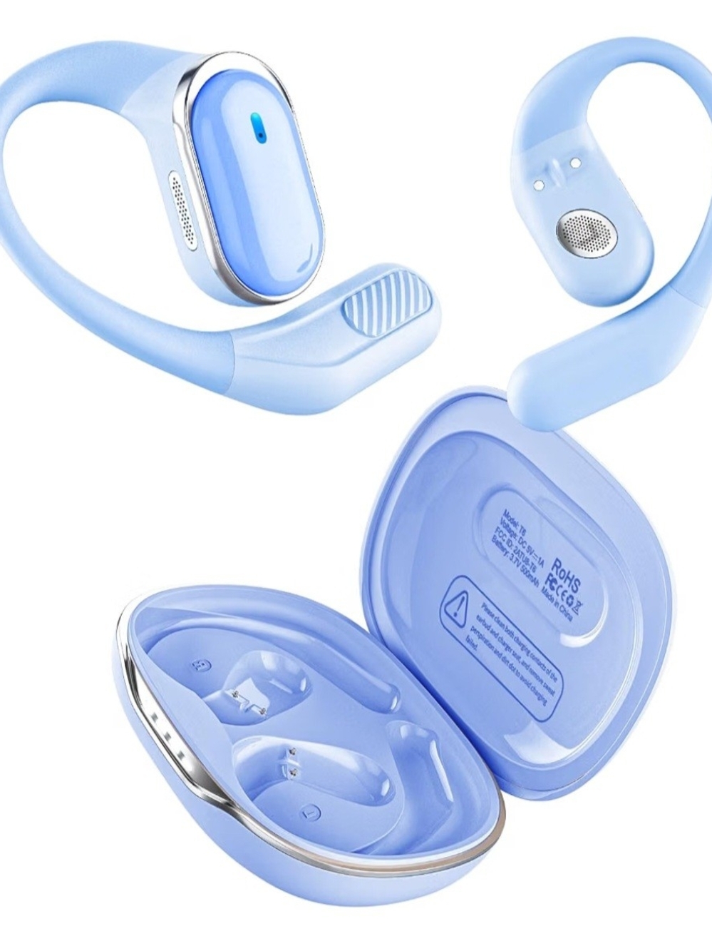 Amazon Light Blue Wireless Sport Earbuds with Charging Case